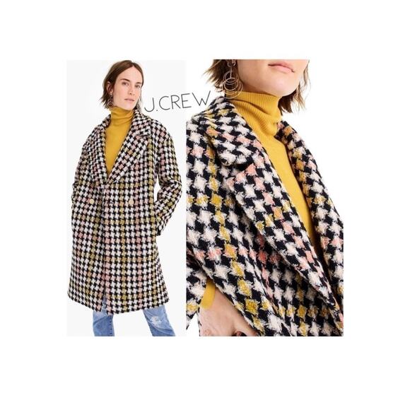 J. CREW COLLECTION Lurex Tweed Oversized Coat Wool Alpaca Polyester Size 12 - Picture 1 of 12